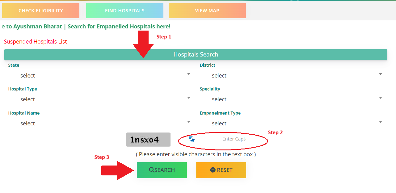 Ayushman Card Hospital List Search